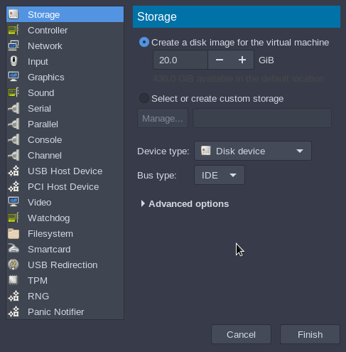 Storage Type Selection