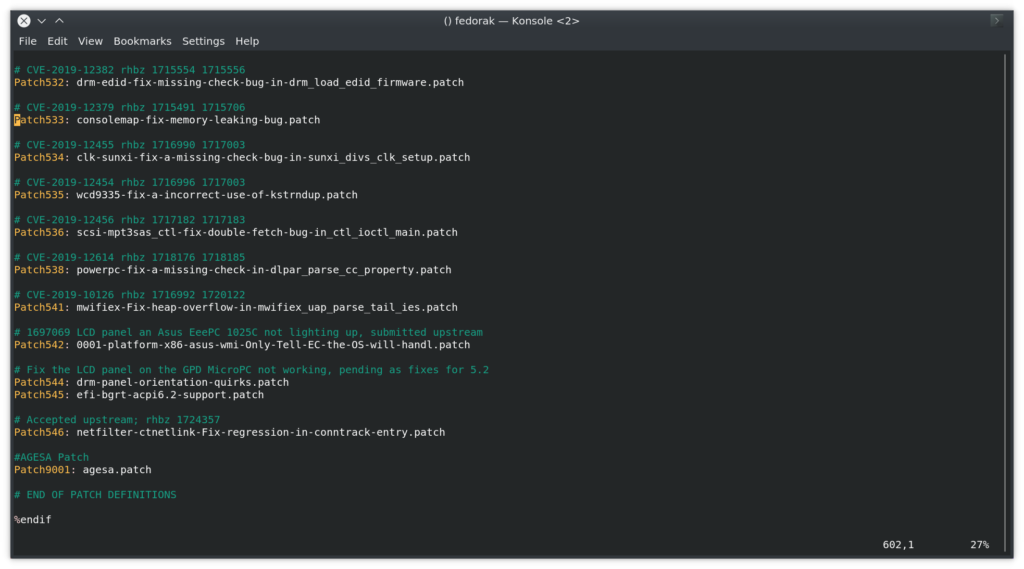 listing the AGESA 0.0.7.2 patch in the fedora .conf file