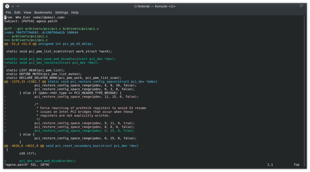editing the patch to fit fedora's requirements.