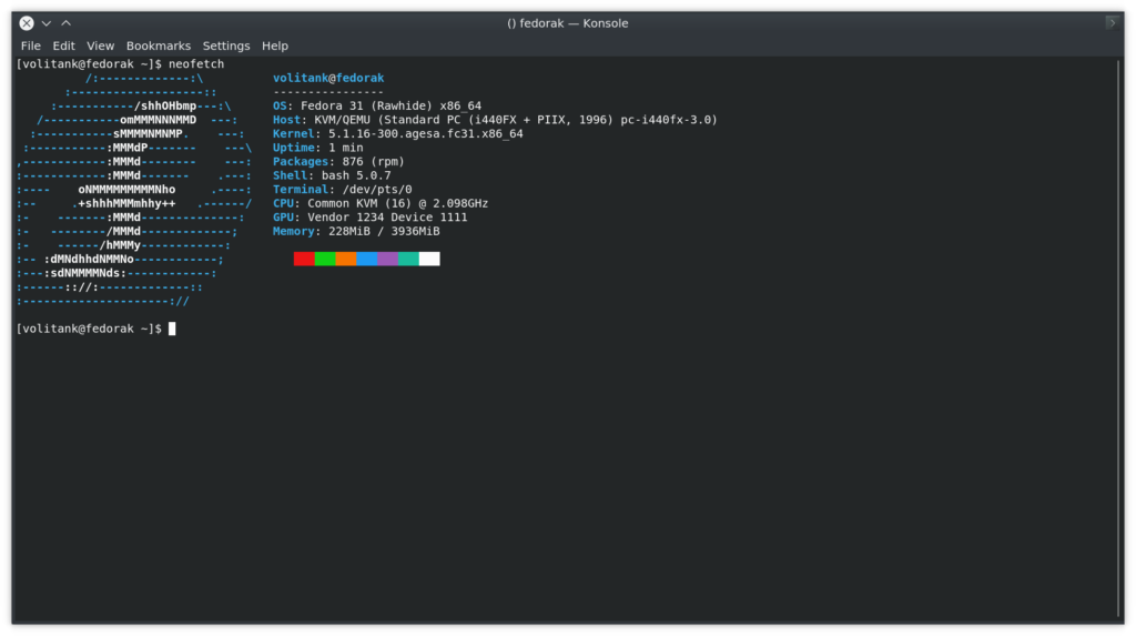 neofetch showing the patched kernel in perfect working order, with the agesa 0.0.7.2 workaround applied.